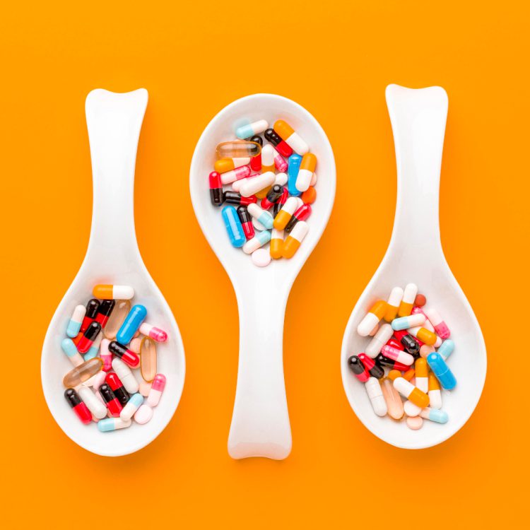 spoons with pills