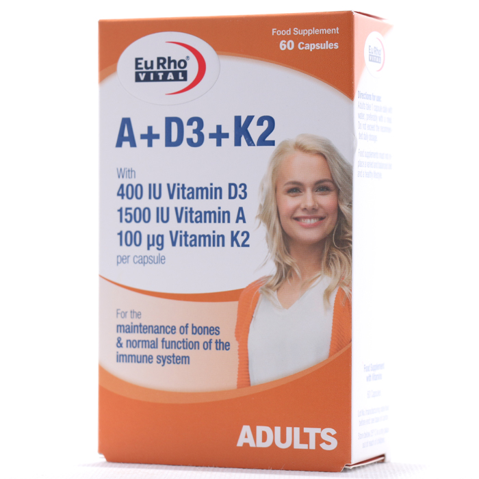 کپسول ویتامین A و D3 و K2 یوروویتال 60 عددی