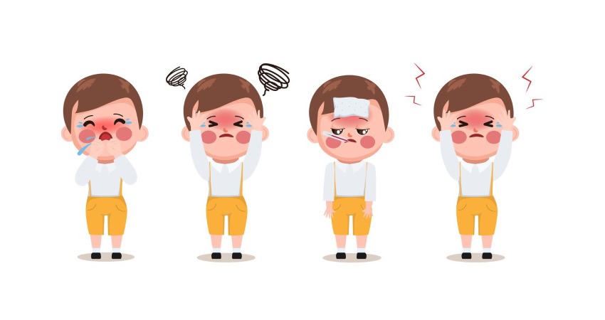 hand drawn boy children student symptom covid19 character 40876 3064