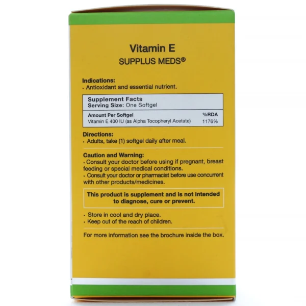 جدول کپسول ویتامین ای 400 ساپلاس مدز