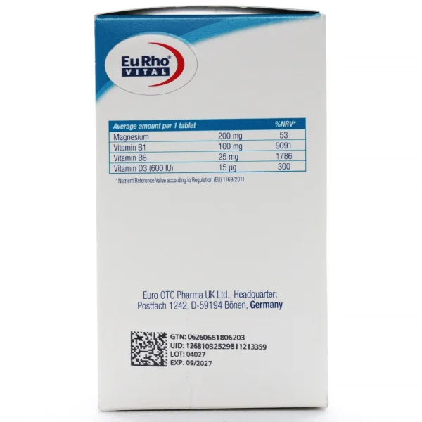 جدول قرص منیزیم سیترات پلاس یوروویتال