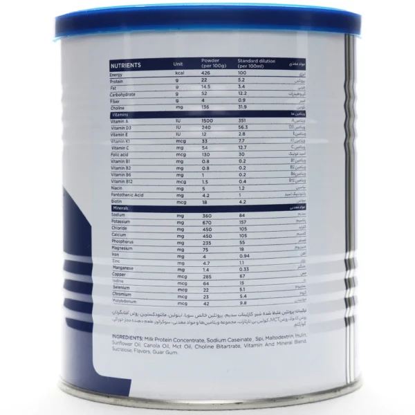 جدول پودر پروتئین پلاس نوتریتی آل